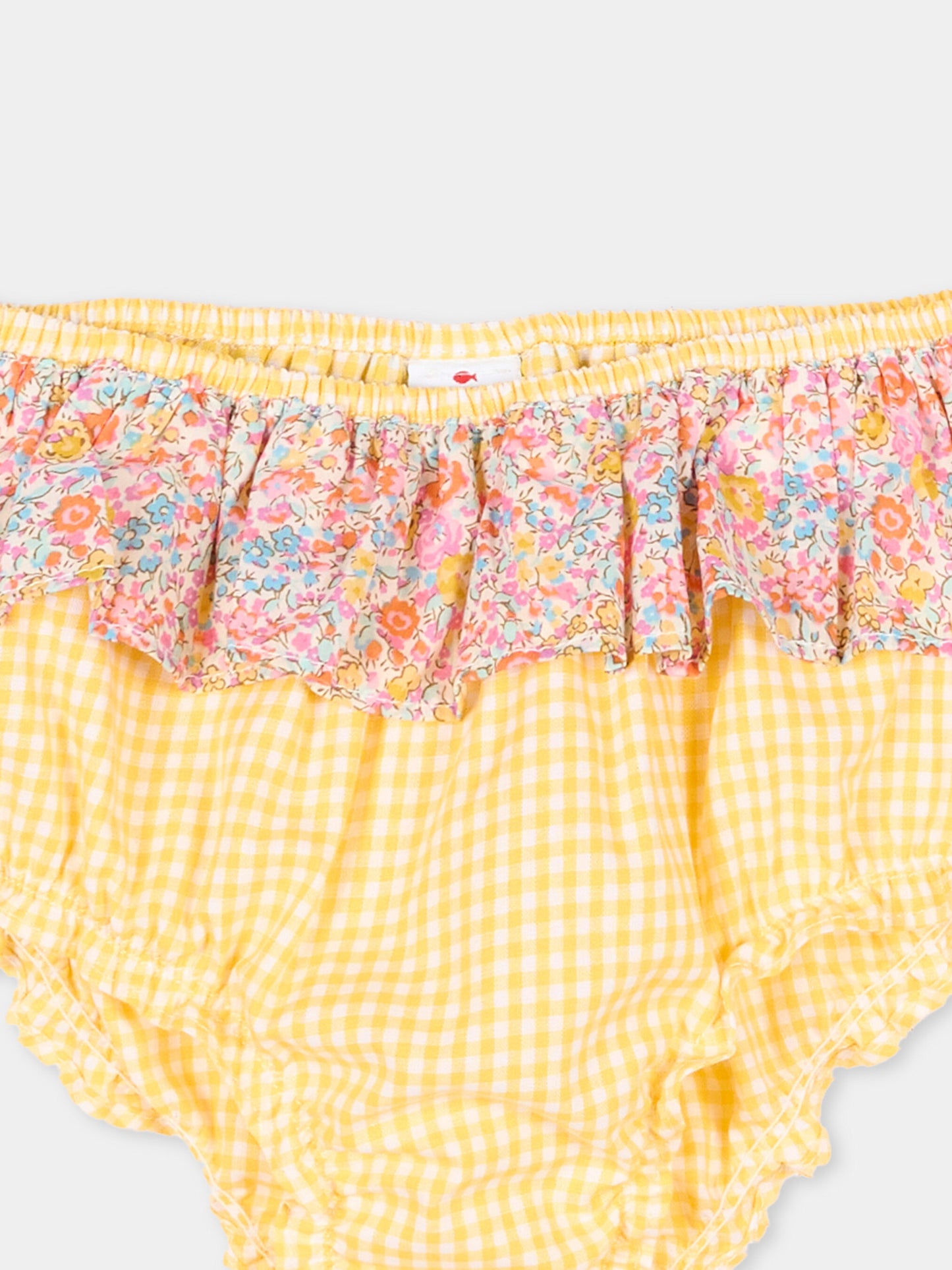 Slip bikini giallo per neonata vichy,Pesciolino Rosso,N02 PATCH S 186