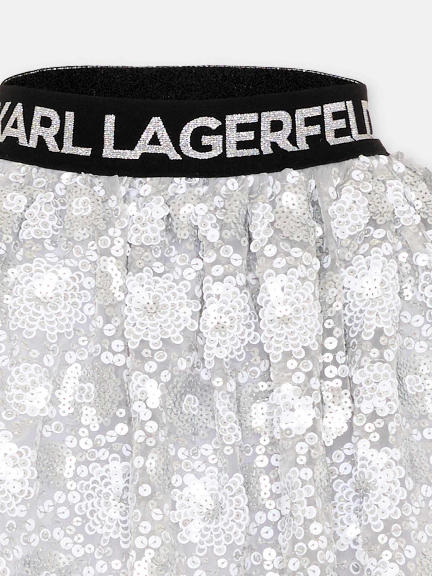 Gonna argento per bambina con paillettes,Karl Lagerfeld Kids,Z31118 016