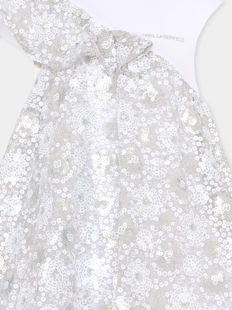 Abito argento per bambina con paillettes,Karl Lagerfeld Kids,Z31139 M31