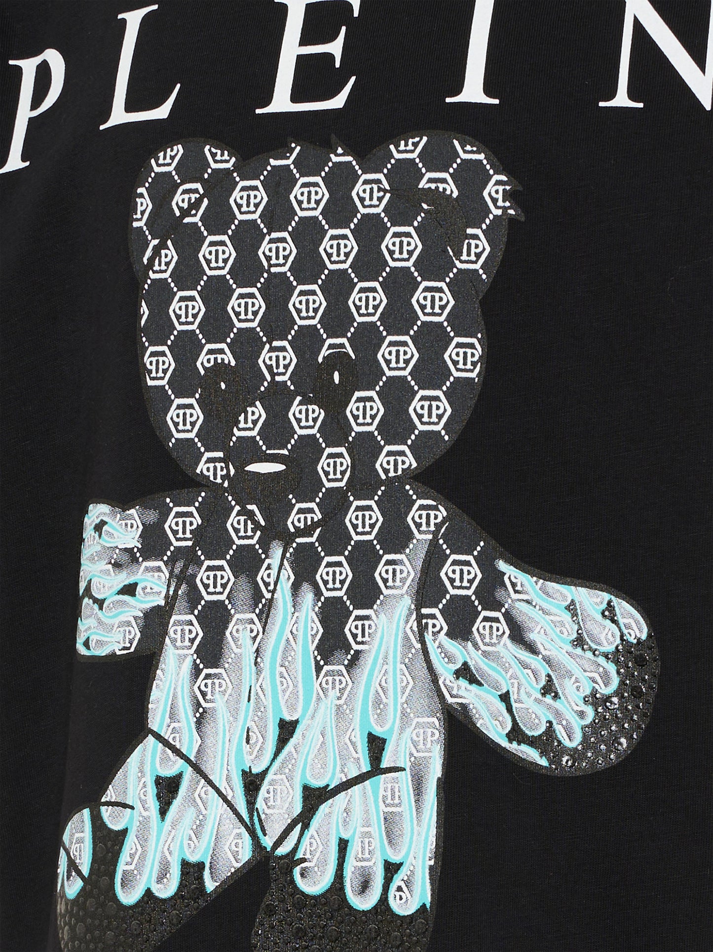 T-shirt nera per bambino con orsetto,Philipp Plein Junior,S6PHJBTH068 110