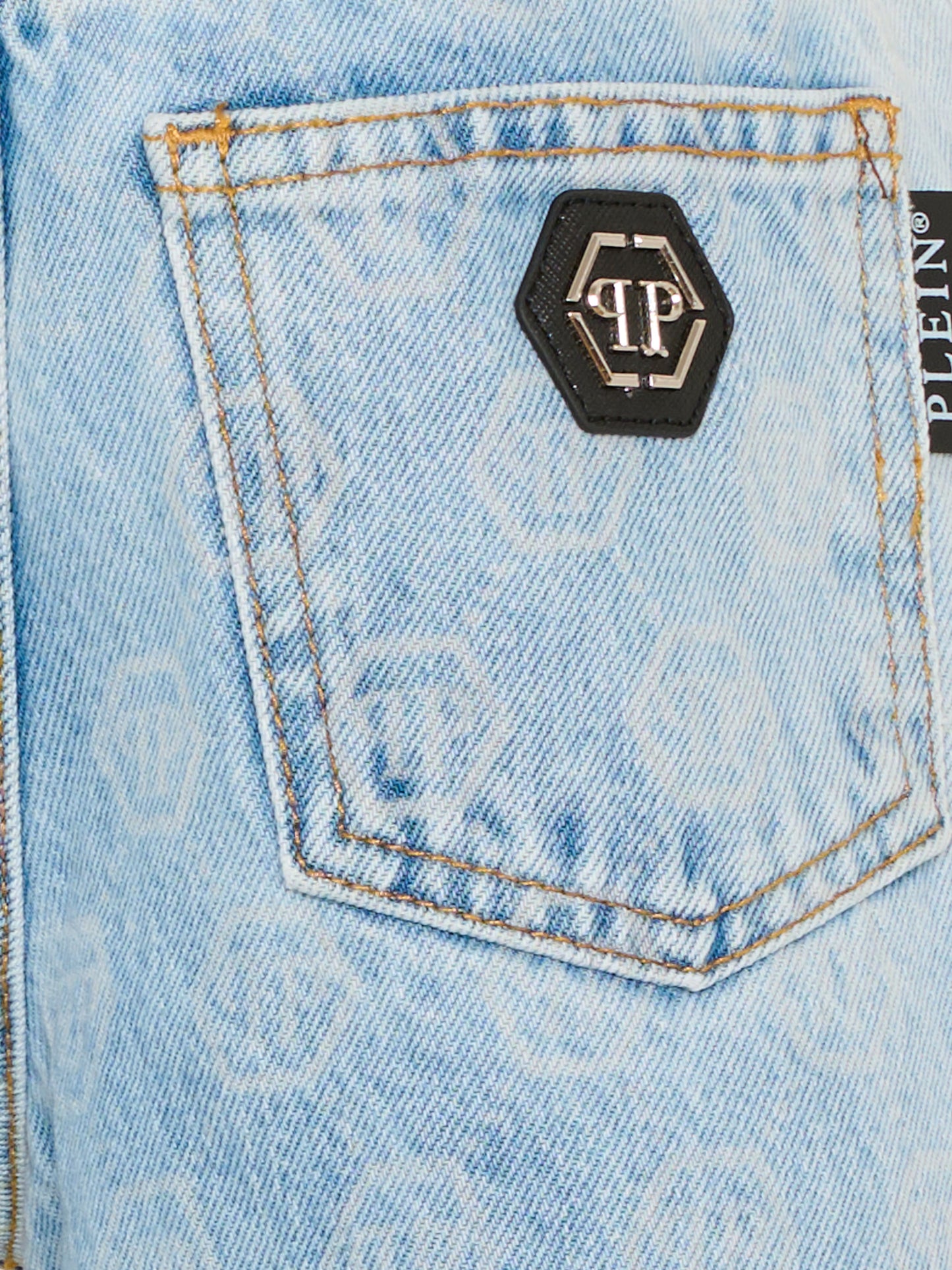 Jeans denim per bambina con logo all-over,Philipp Plein Junior,S6PHJGDP194 126
