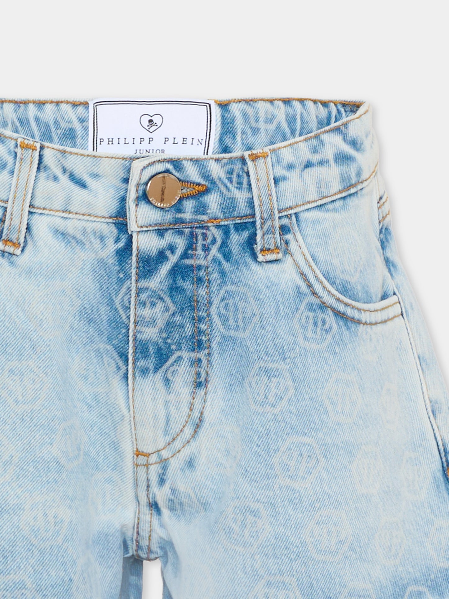 Shorts denim per bambina con logo,Philipp Plein Junior,S6PHJGSH197 126