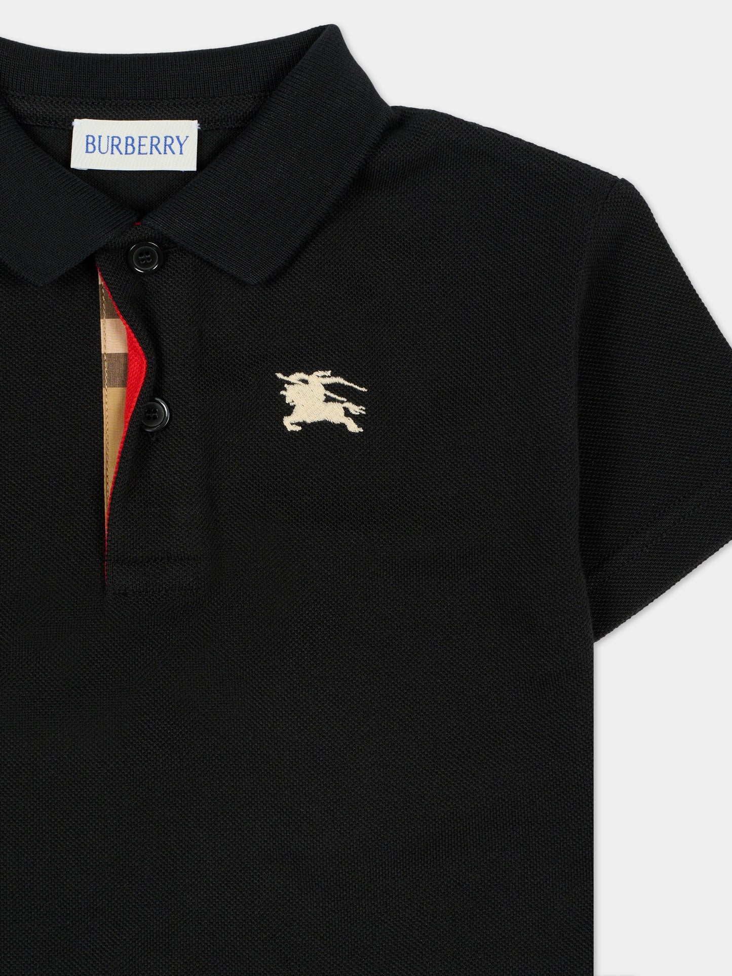 Polo nera per bambini con cavaliere equestre,Burberry Kids,8121361 A1189