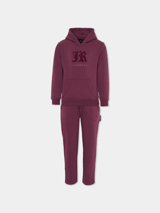 Completo viola per bambino con logo,Richmond,RBA25005CF EGGPLANT