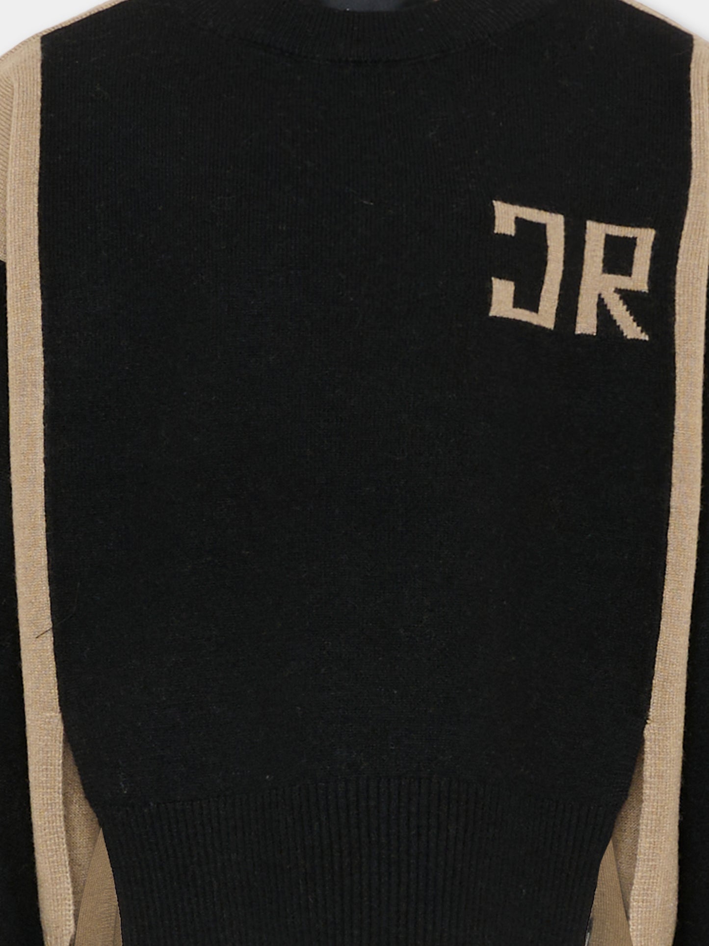 Maglione nero per bambino con logo beige,Richmond,RBA25101MA TRENCH COAT