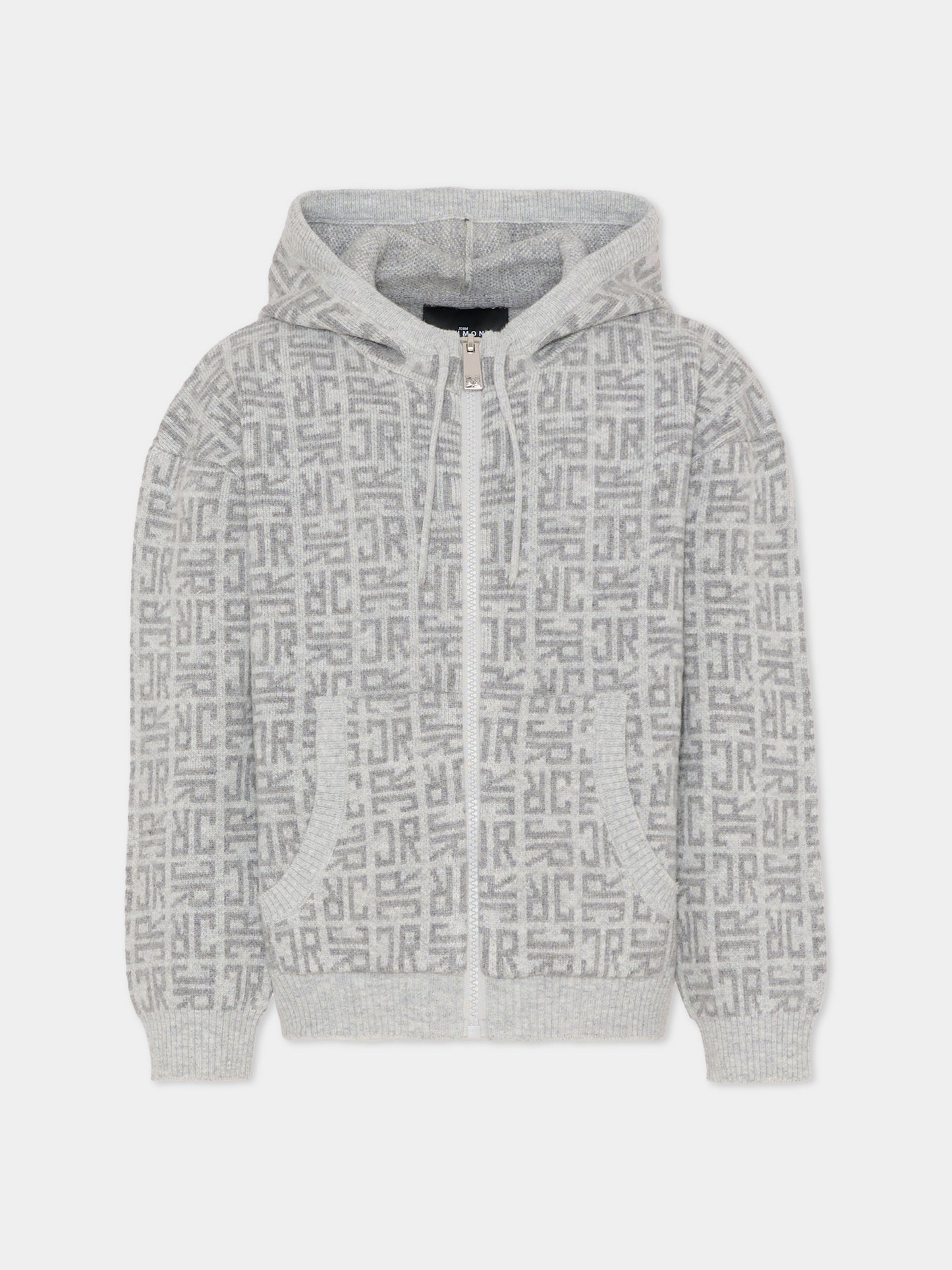 Cardigan grigio per bambino con logo,Richmond,RBA25111MA JR MONOGRAM GREY