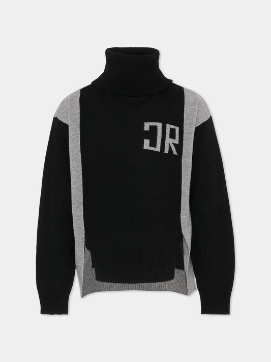 Dolcevita nero per bambino con logo,Richmond,RBA25124MA BLACK