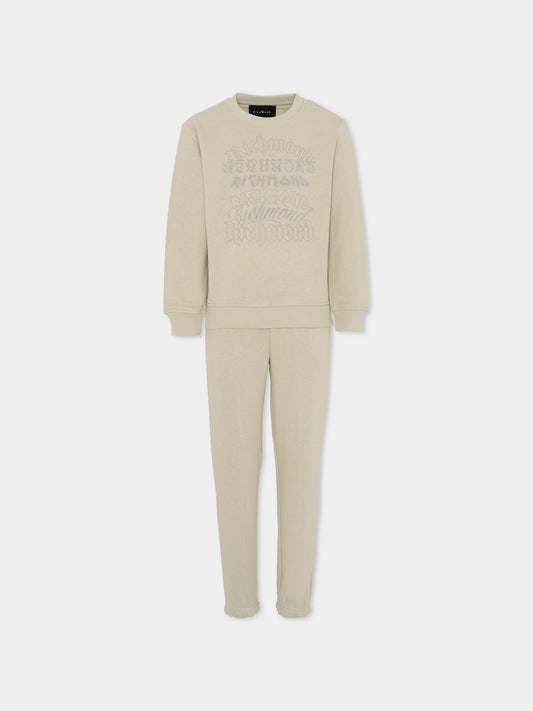 Completo grigio per bambino con logo,Richmond,RBA25201CF GREY AGATE