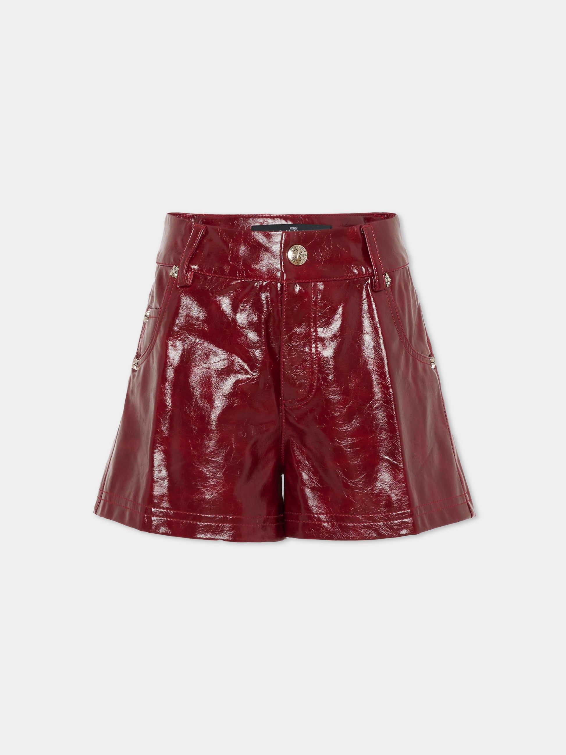 Shorts rossi per bambina con logo,Richmond,RGA25098SH RED PLUM