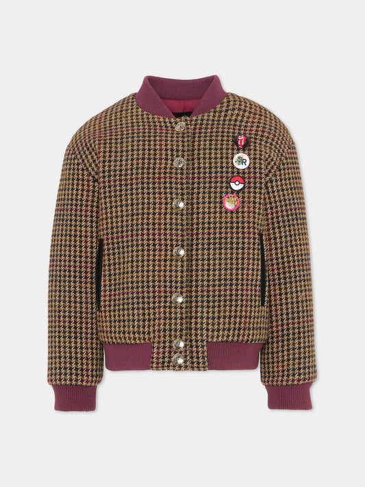 Bomber multicolor per bambina con spille,Richmond,RGA25110GB P.D.POULE-EGGPLANT