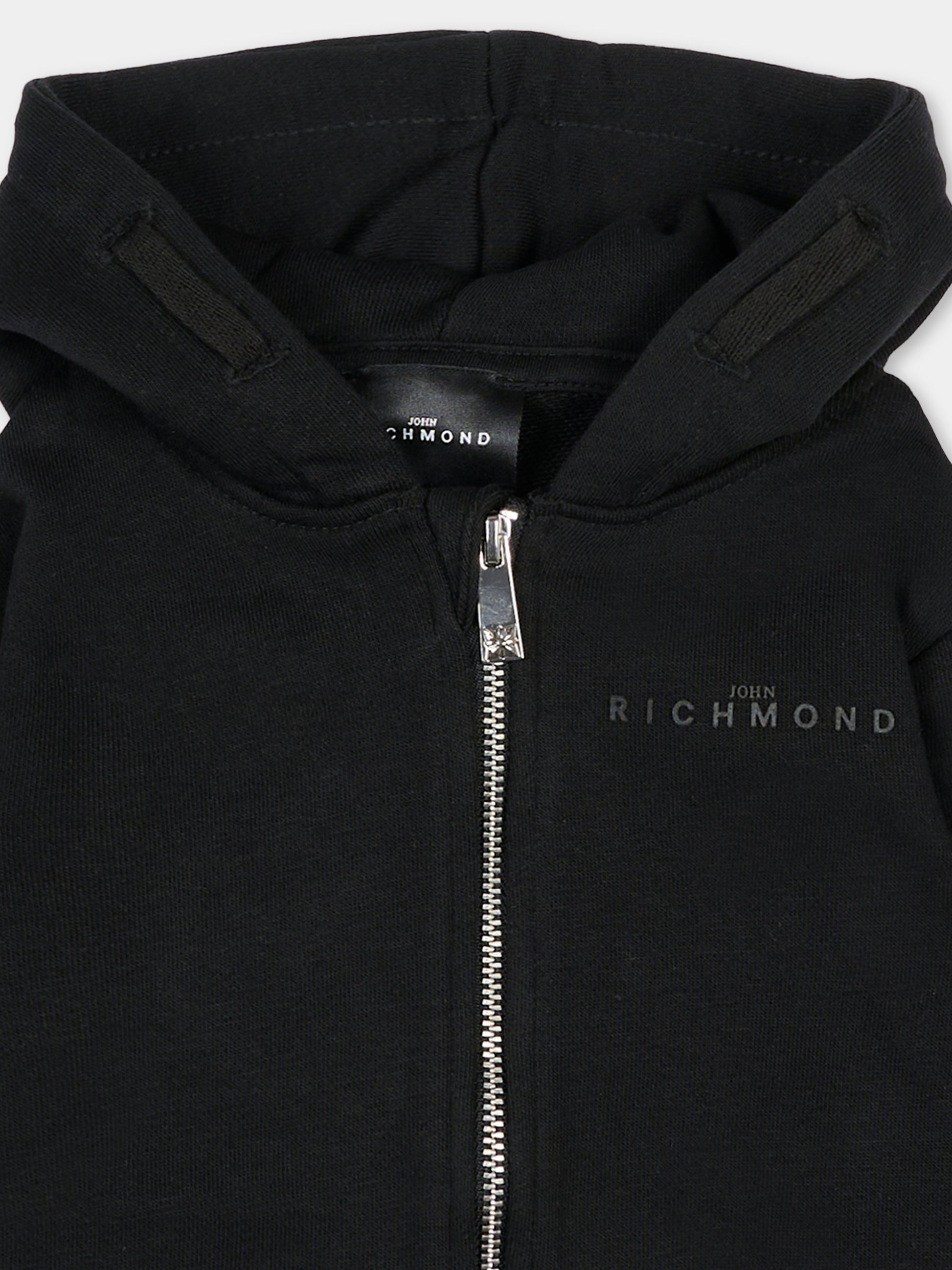 Felpa nera per neonata con logo,Richmond,RIA25025FE BLACK
