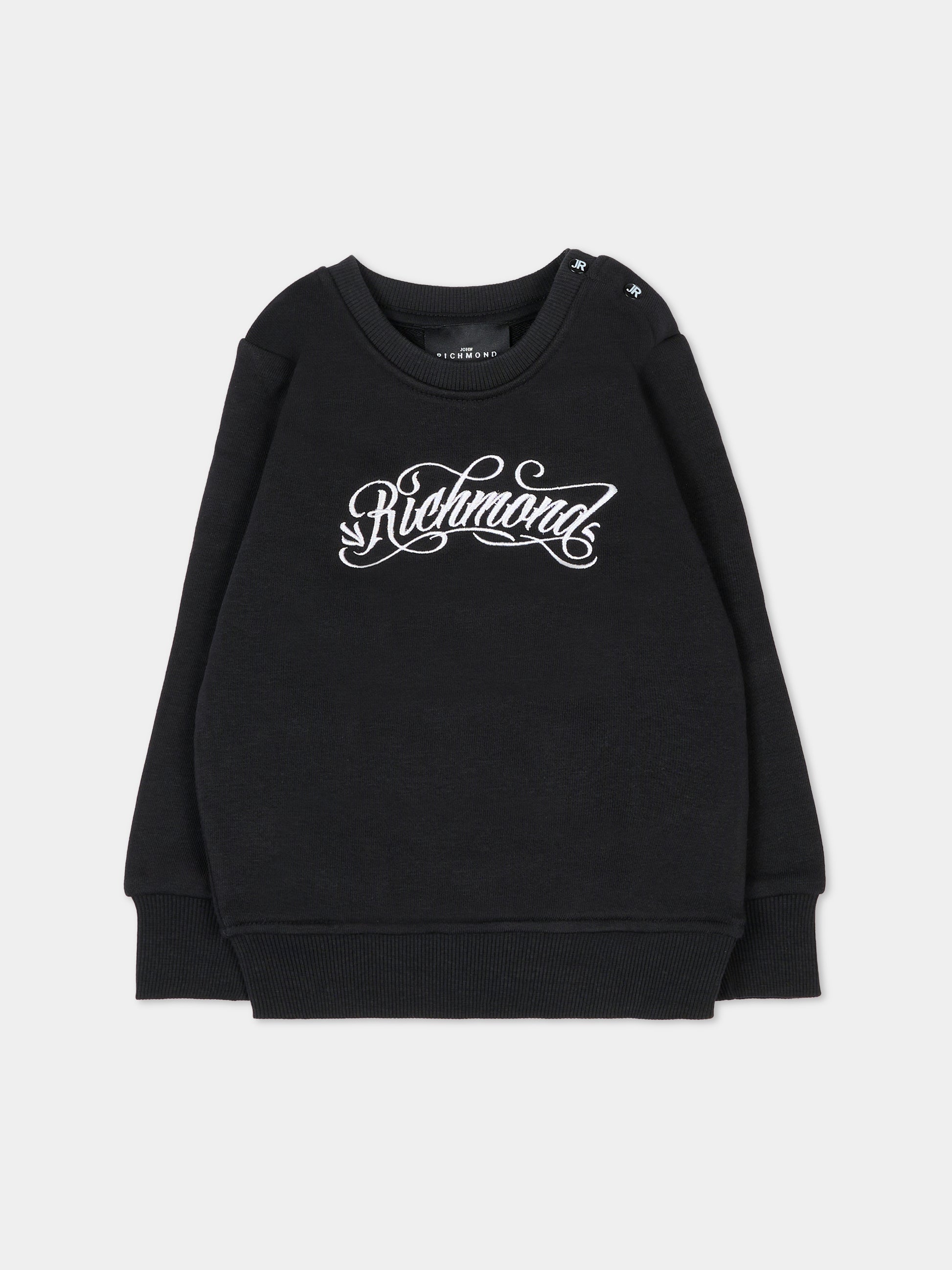 Felpa nera per neonata con logo,Richmond,RIA25031FE BLACK