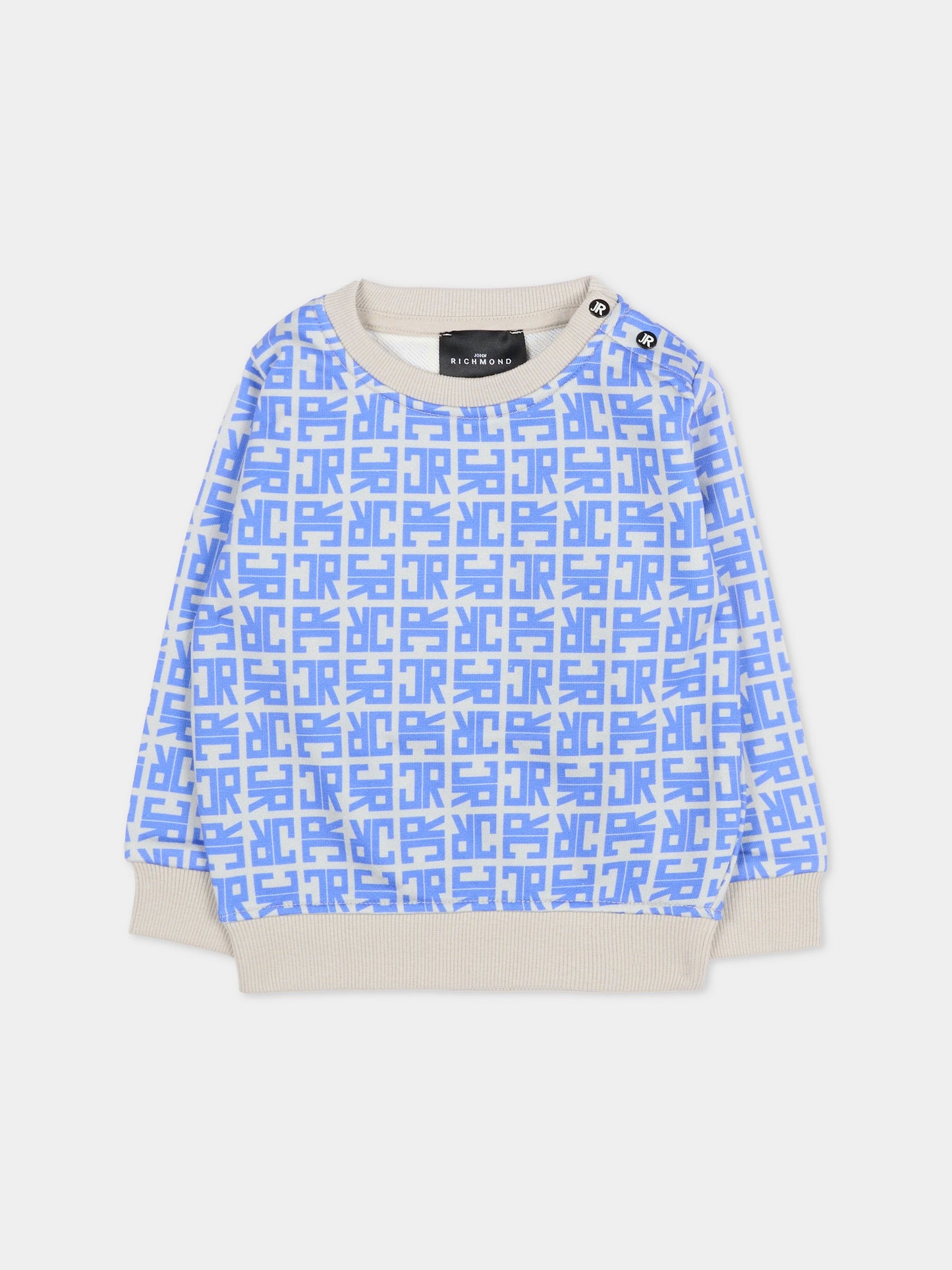 Felpa blu per neonato con logo,Richmond,RIA25048FE JR MONOGRAM BLUE