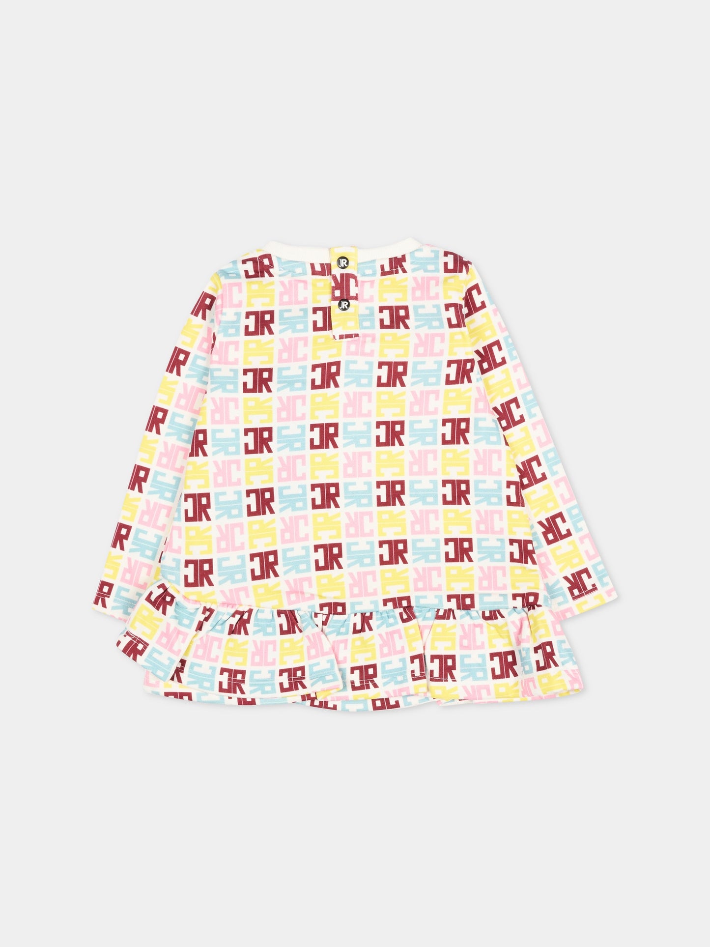 Vestito bianco per neonata con logo,Richmond,RIA25085VE JR M.MULTICOLOR/O-WH