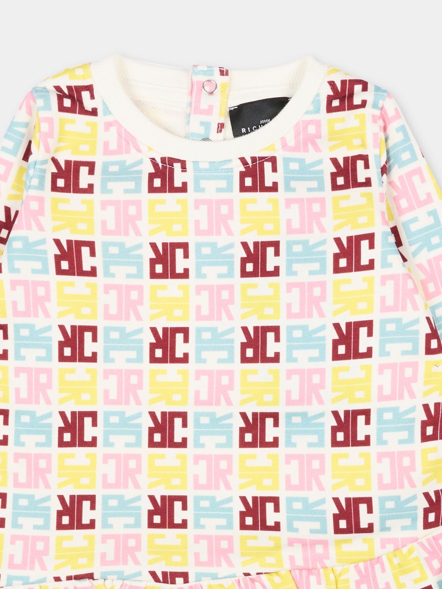 Vestito bianco per neonata con logo,Richmond,RIA25085VE JR M.MULTICOLOR/O-WH