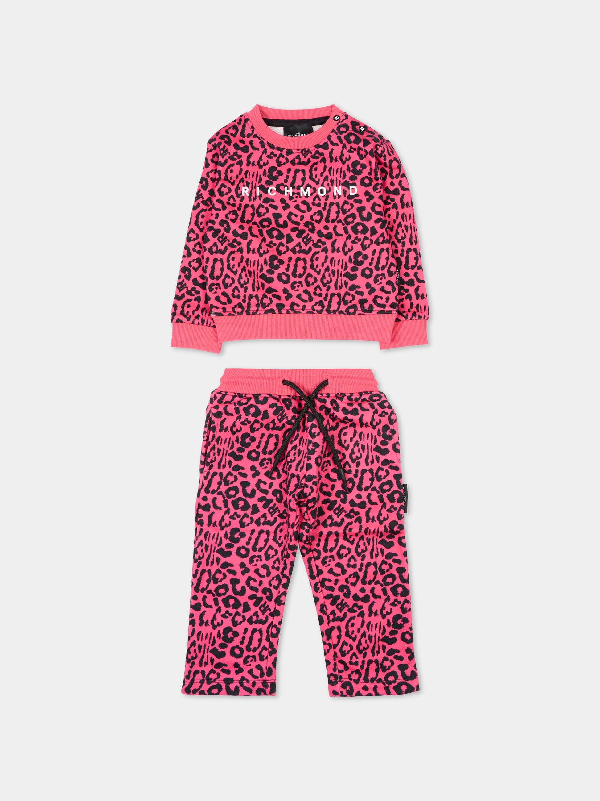 Completo fucsia per neonata con stampa animalier,Richmond,RIA25117CF HONEYSUCKLE SPOTTED