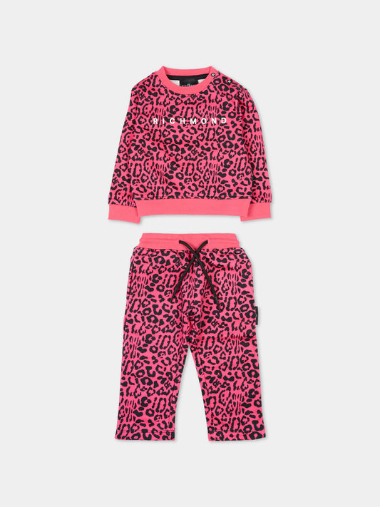 Completo fucsia per neonata con stampa animalier,Richmond,RIA25117CF HONEYSUCKLE SPOTTED