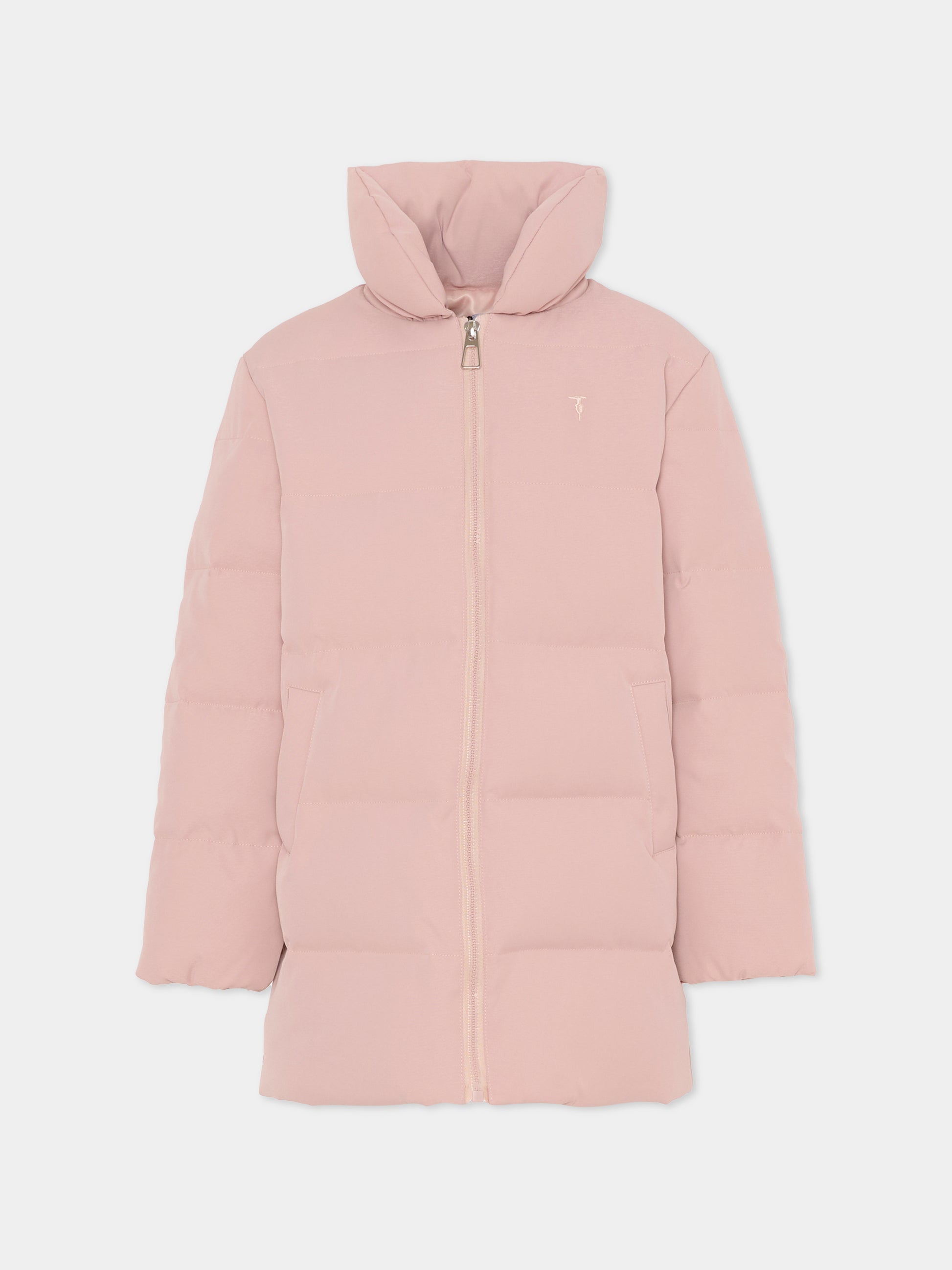 Piumino rosa per bambina con sciarpa,Trussardi Junior,TGA25075GB ROSE SMOKE