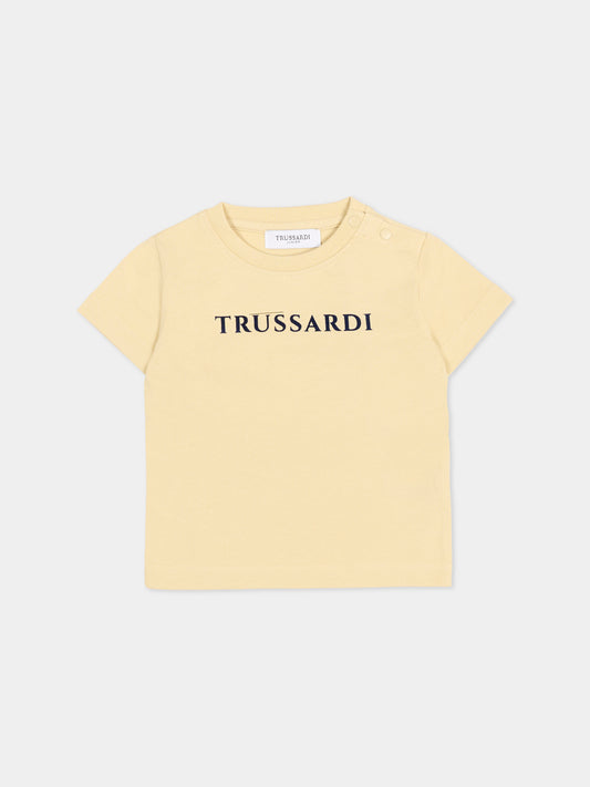 T-shirt beige per neonato con logo,Trussardi Junior,TIA25014TS BROWN RICE