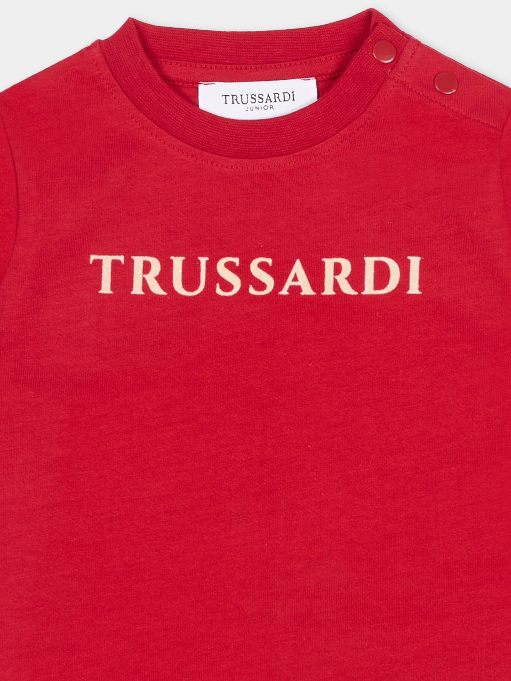 T-shirt rossa per neonato con logo,Trussardi Junior,TIA25014TS EMBOLDENED