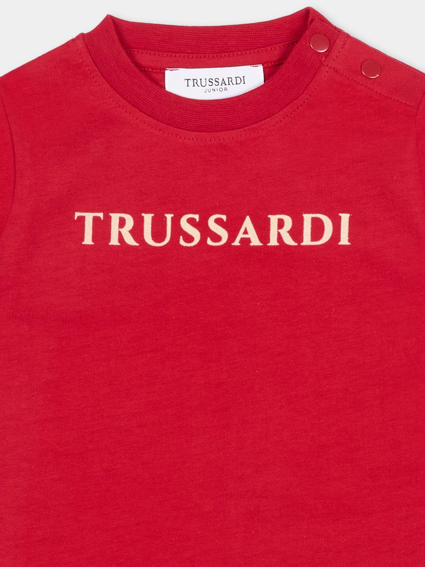 T-shirt rossa per neonato con logo,Trussardi Junior,TIA25014TS EMBOLDENED