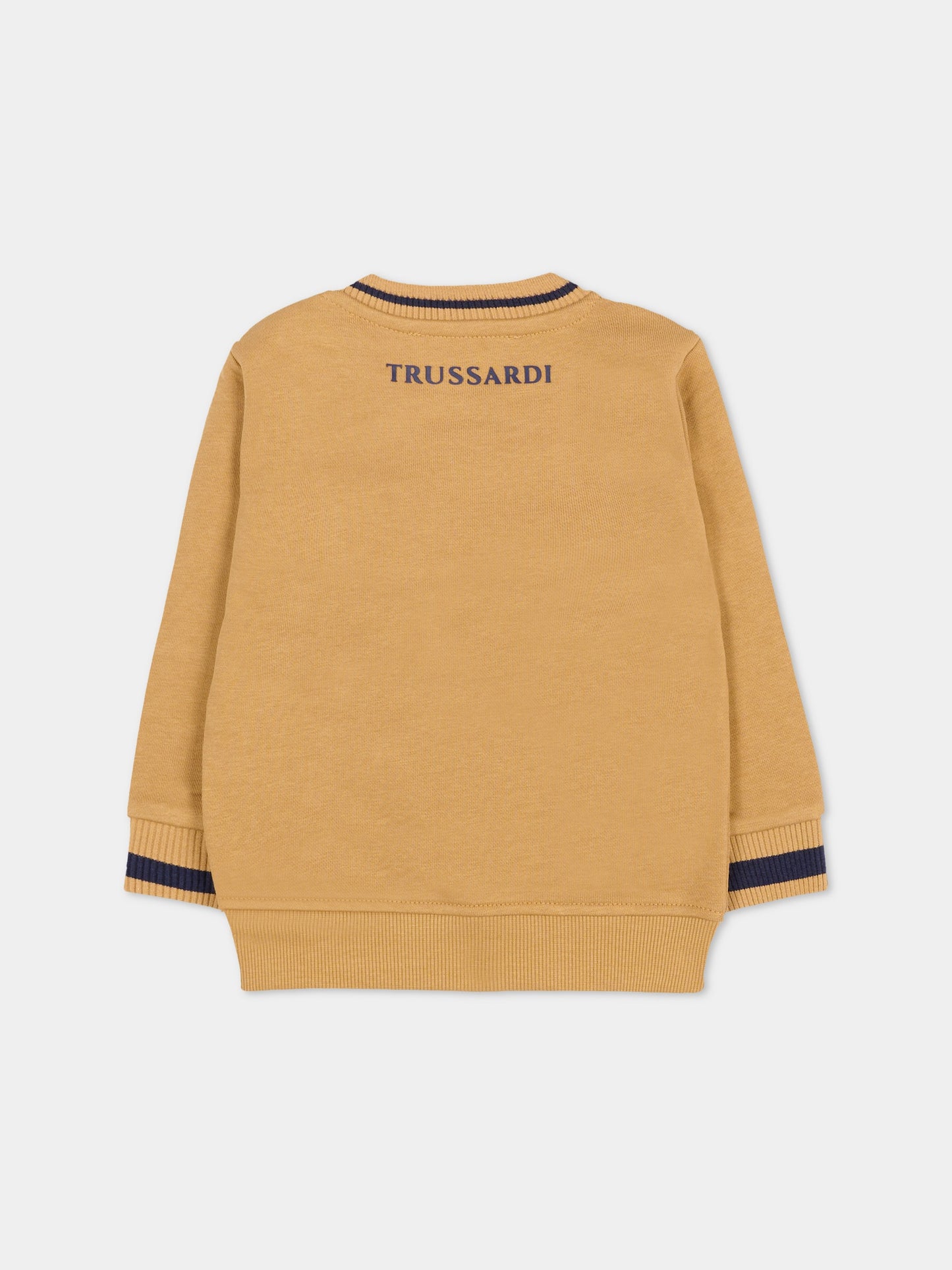 Felpa beige per neonato con logo ricamato,Trussardi Junior,TIA25080FE APPLE CINNAMON