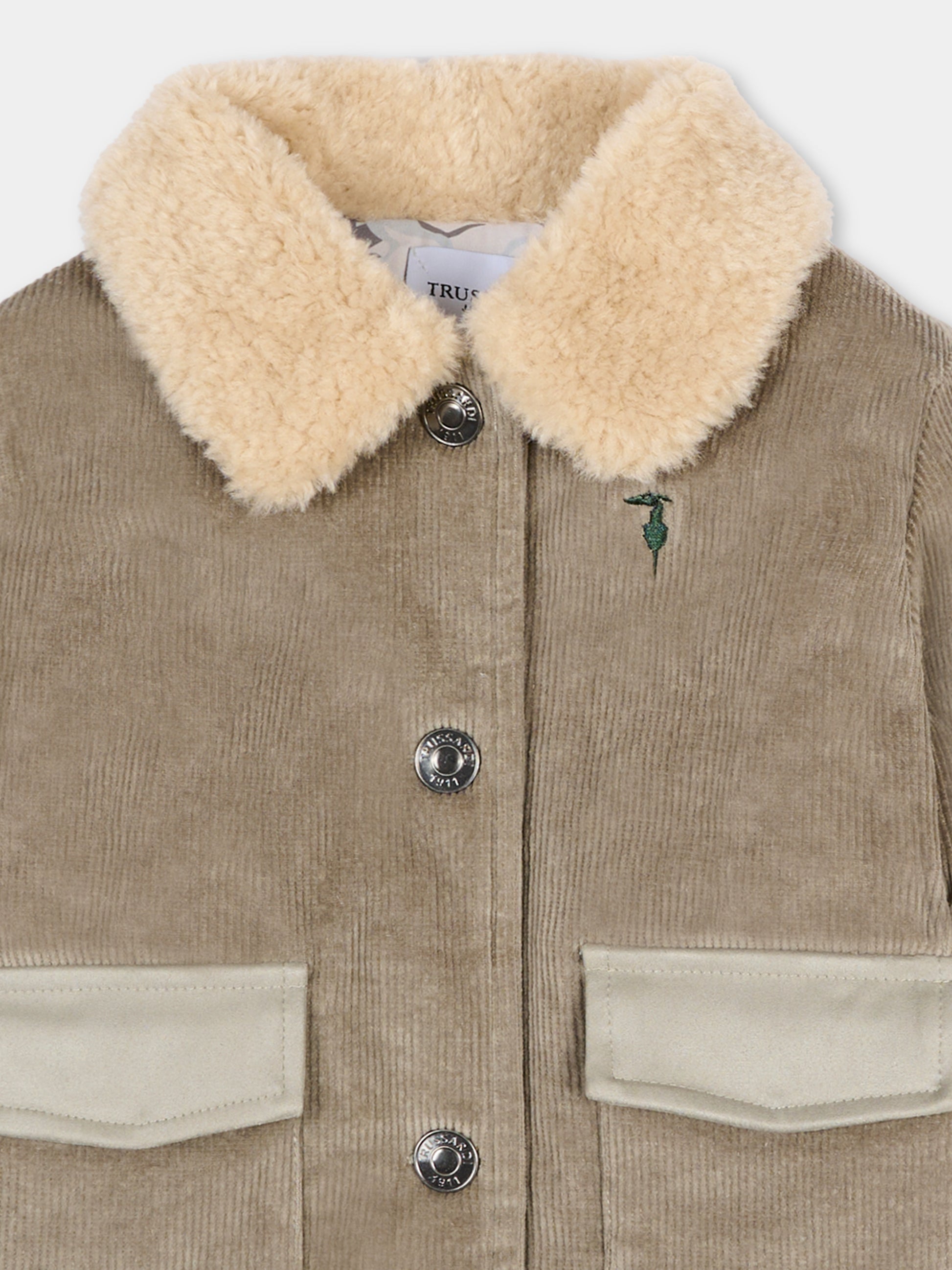 Giubbotto beige per neonato con logo,Trussardi Junior,TIA25137GB CHINCHILLA