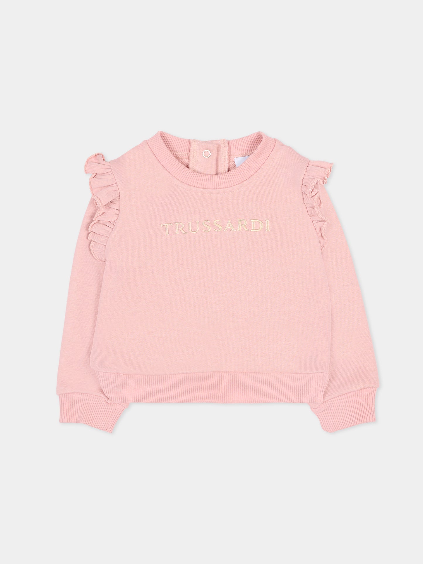 Felpa rosa per neonata con logo,Trussardi Junior,TIA25197FE ROSE SMOKE