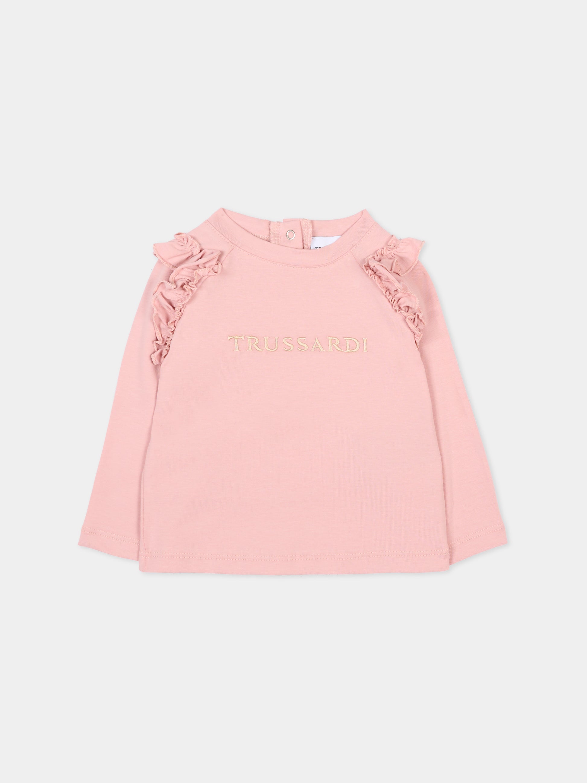 T-shirt rosa per neonata con logo,Trussardi Junior,TIA25199TS ROSE SMOKE