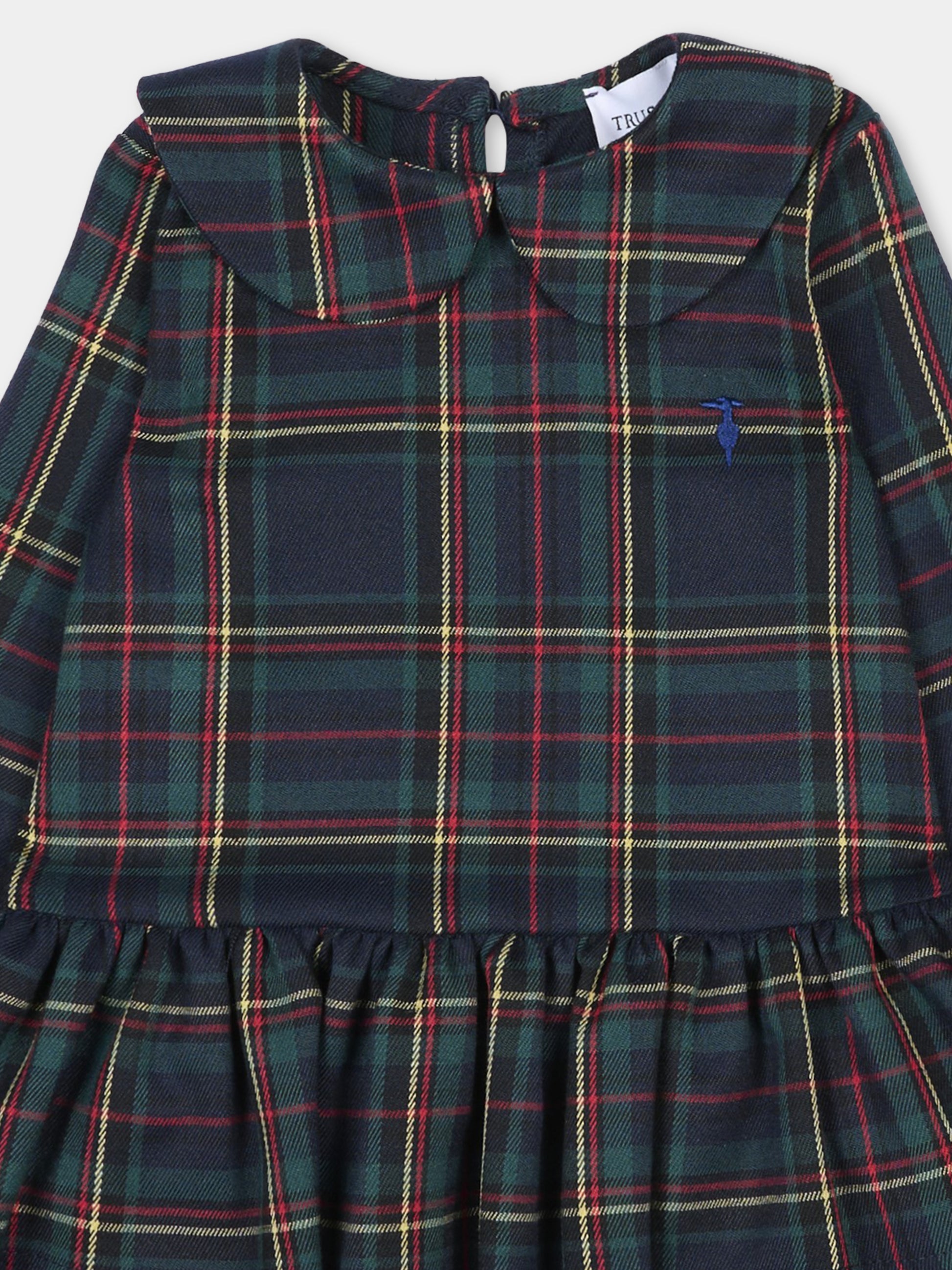 Vestito verde per neonata con logo,Trussardi Junior,TIA25206VE COLD TARTAN