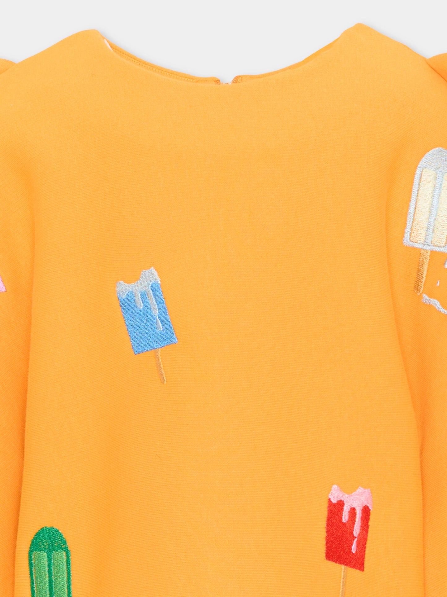 Felpa arancione per bambina,Pangolini Kids,SWEATSHIRT WITH ICECREAM