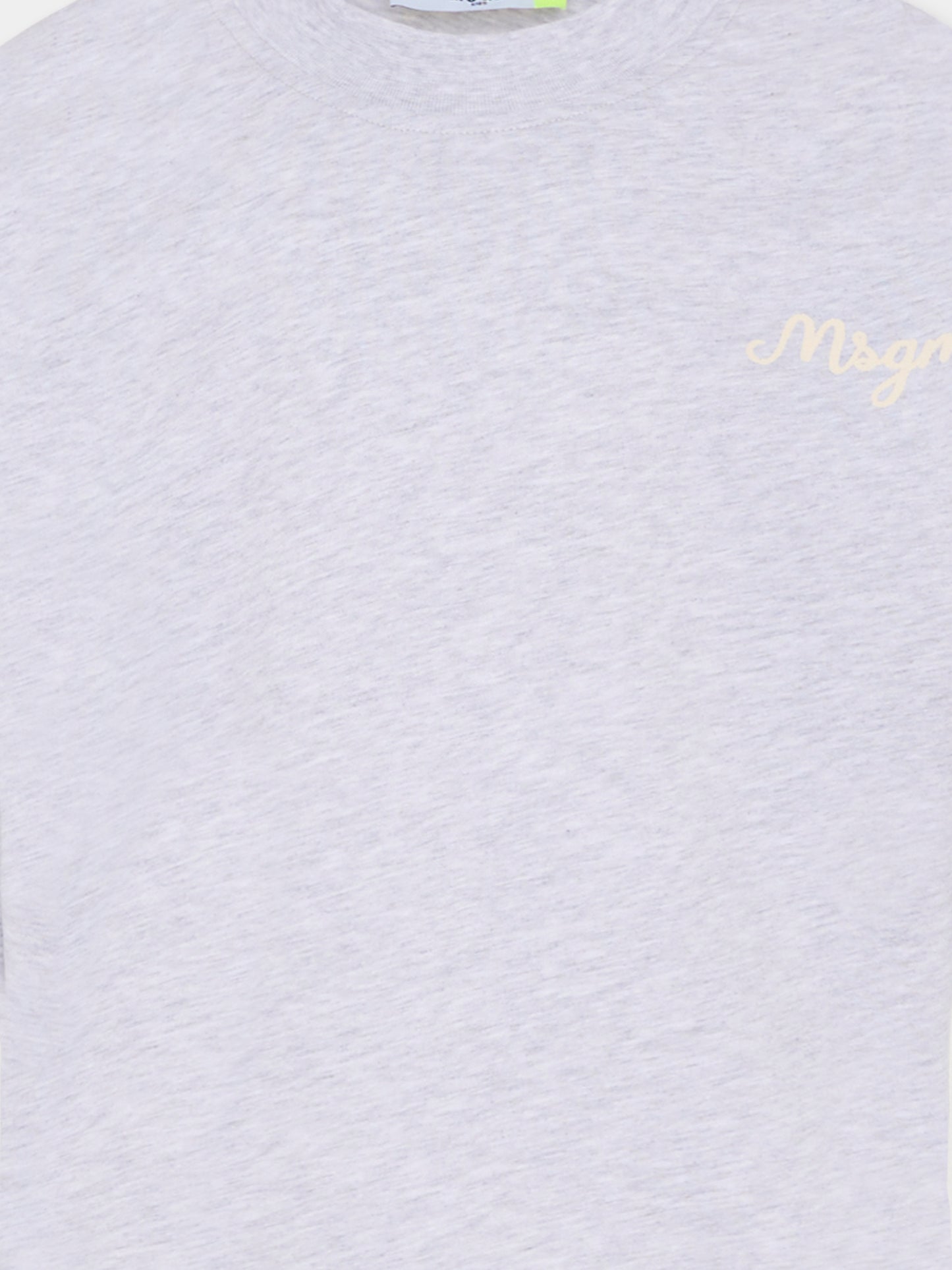 T-shirt grigia per bambino con logo avorio,Msgm Kids,F5MSJBTH257 107