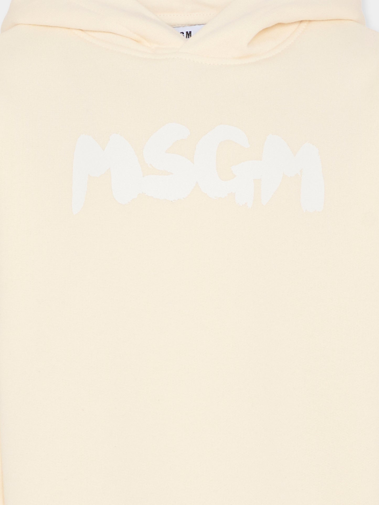 Felpa avorio per bambini con logo,Msgm Kids,F5MSJUHS021 013