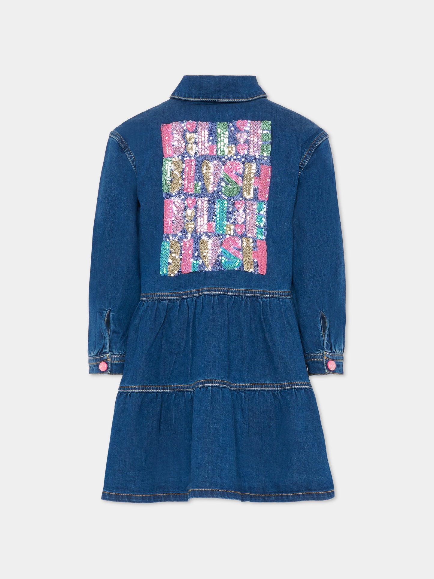 Vestito denim per bambina con logo,Billieblush,U20496 Z10