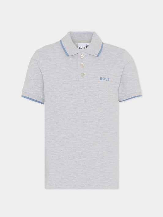 Polo grigia per bambino con logo,Boss,J51163 A32