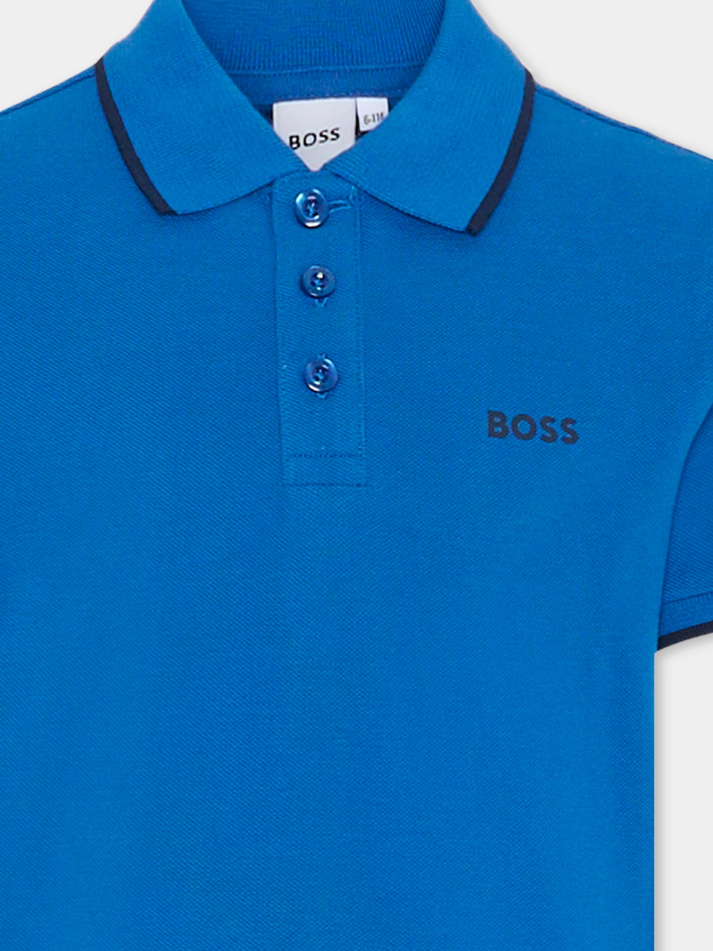 Polo blu per bambino con logo,Boss,J51163 87A