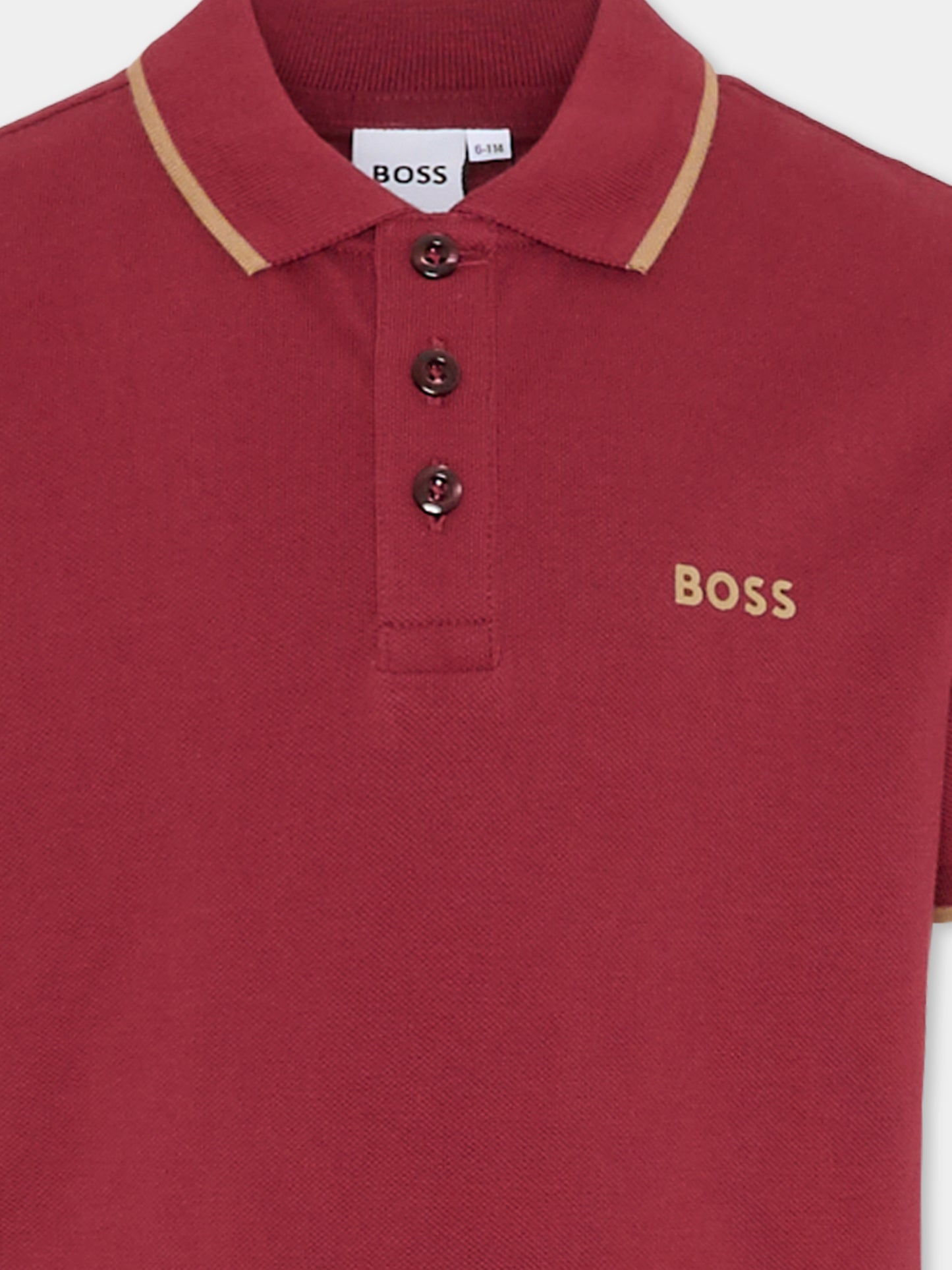 Polo bordeaux per bambino con logo,Boss,J51163 95L