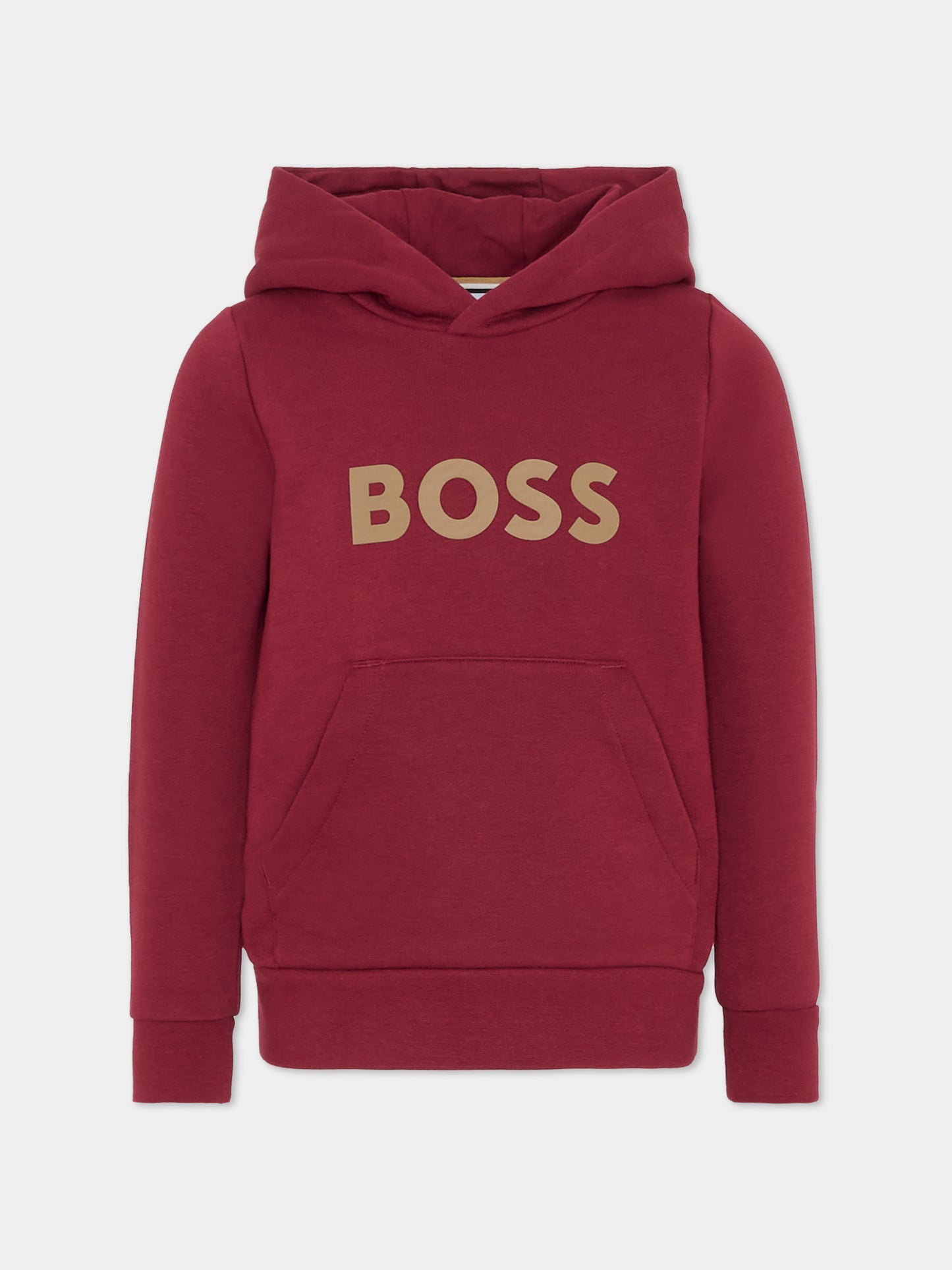 Felpa bordeaux per bambino con logo,Boss,J51187 95L