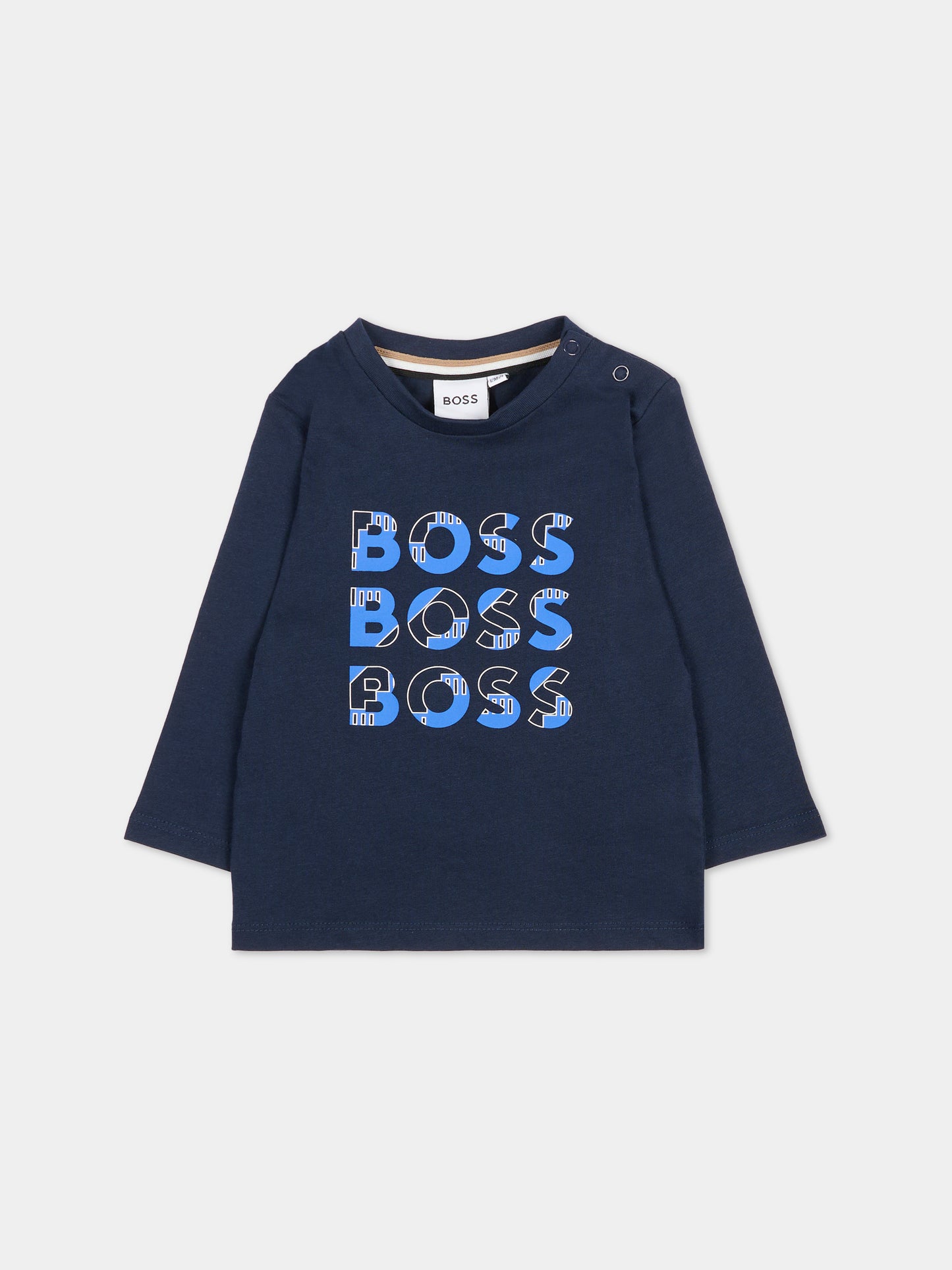 T-shirt blu per neonato con logo,Boss,J51291 849