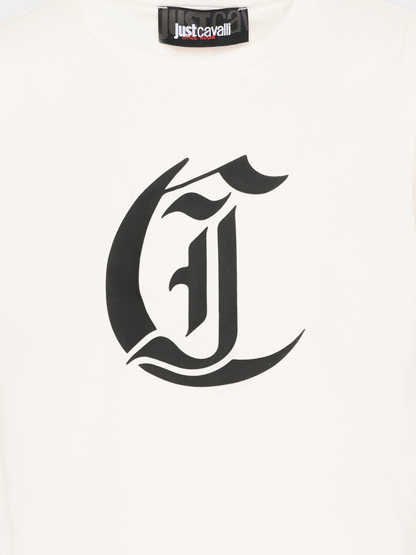 T-shirt avorio per bambino con logo,Just Cavalli Kids,JBP26014TS WHITE CLOUD DANCER