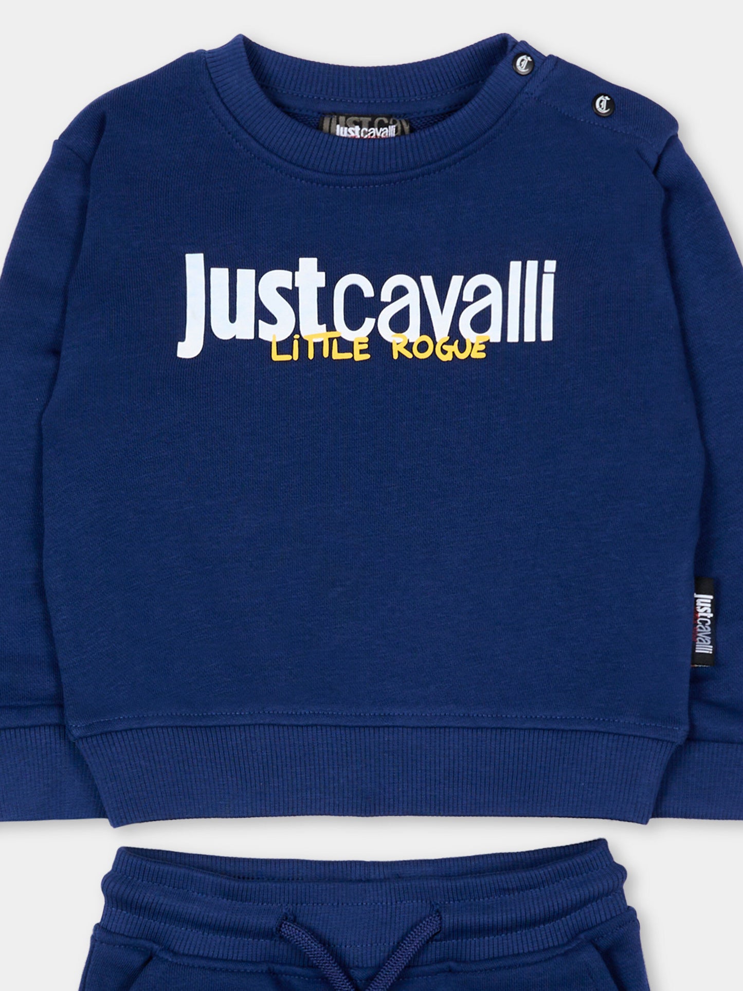Completo sportivo blu per neonato con logo,Just Cavalli Kids,JIP26048CF BLUE BELLWHETHER