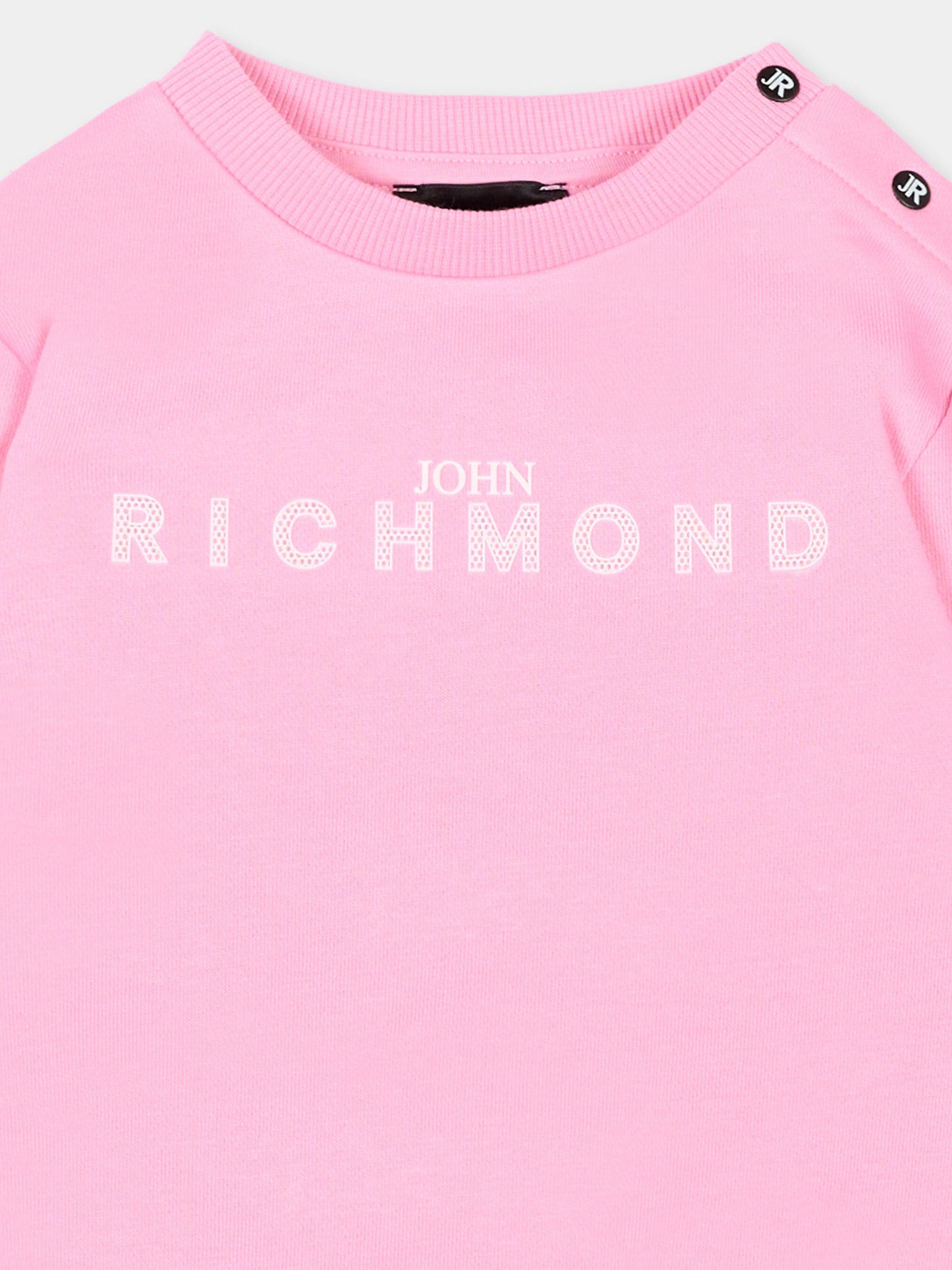 Felpa rosa per neonata con logo,Richmond,RIP26036FE PINK BEGONIA