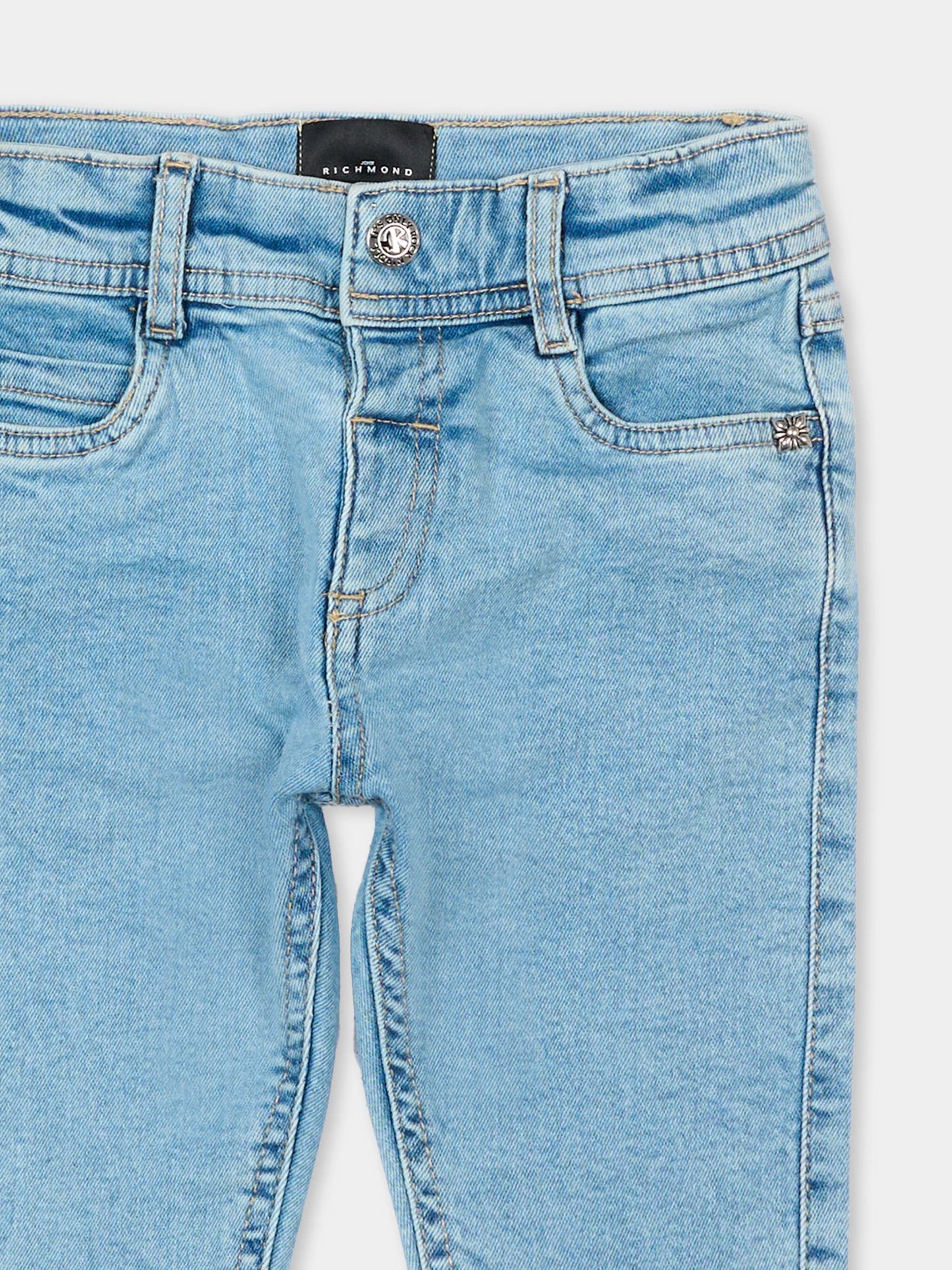 Jeans denim per neonata con patch logo,Richmond,RIP26097JE DENIM BLUE LIGHT