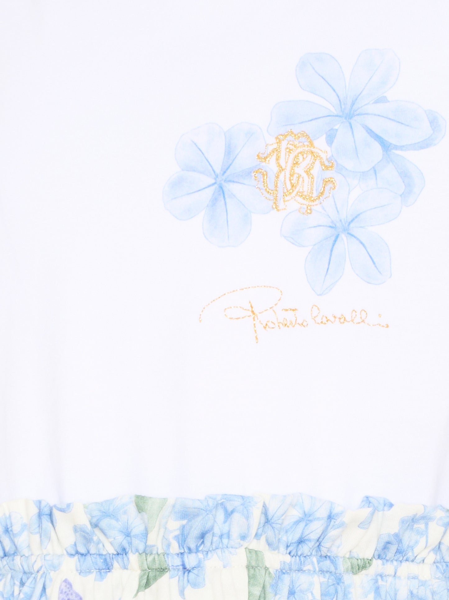 Vestito bianco per bambina con stampa floreale,Roberto Cavalli Kids,CGP26002VE WHITE