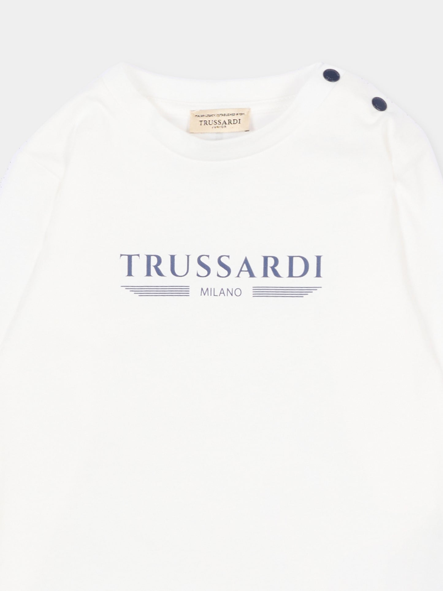 T-shirt bianca per neonato con logo,Trussardi Junior,TIP26106TS OFF-WHITE