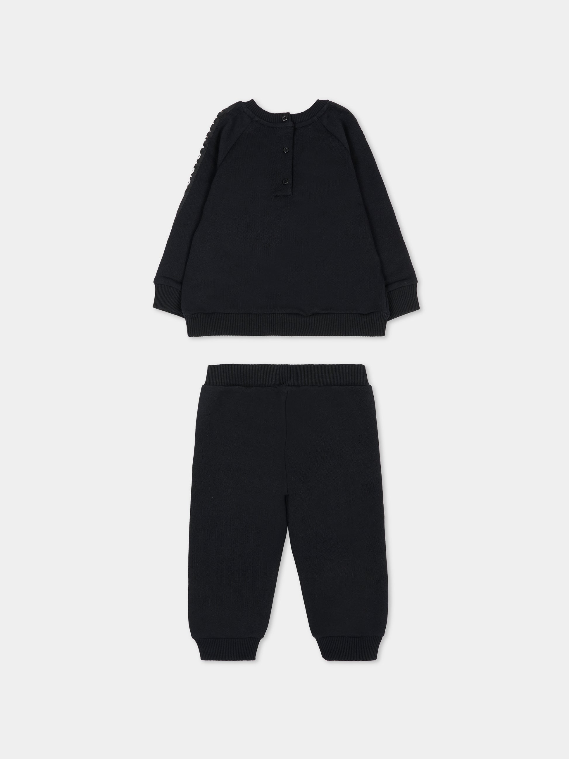 Completo nero per neonato con logo,Balmain Kids,BU3570 Z1753 930AG