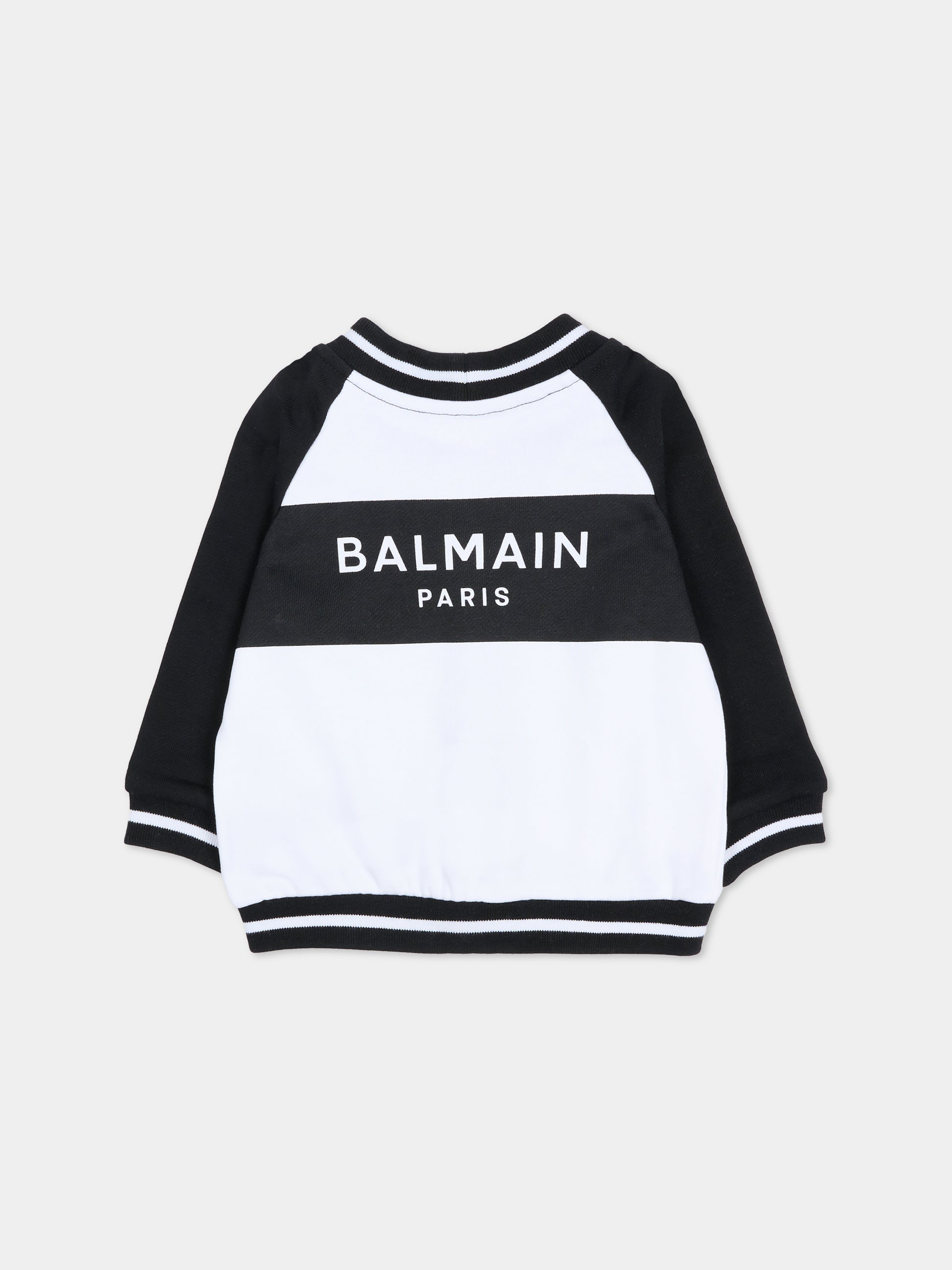 Cardigan bianco per neonata con logo,Balmain Kids,BU4030 Z0081 100NE