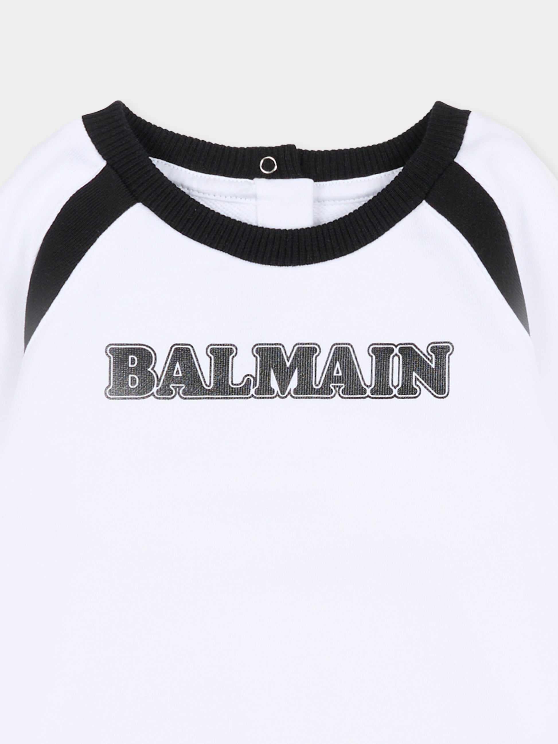 Felpa bianca per neonati con logo,Balmain Kids,BU4580 Z0081 100NE