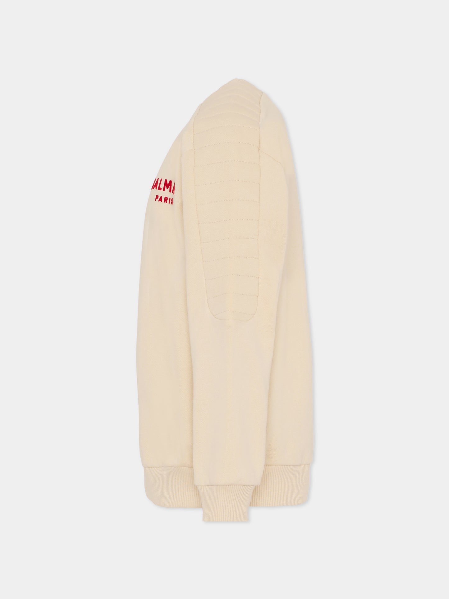 Felpa beige per bambini con logo,Balmain Kids,BU4P10 Z1753 106RO