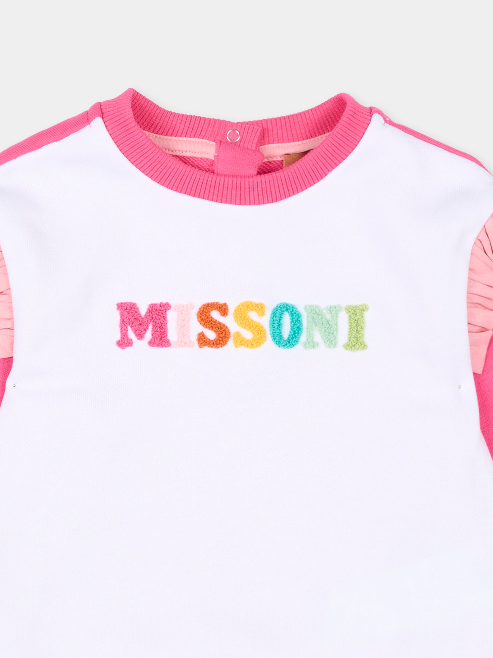 Felpa multicolor per neonata con logo,Missoni,MU4010 Z0081 100FU